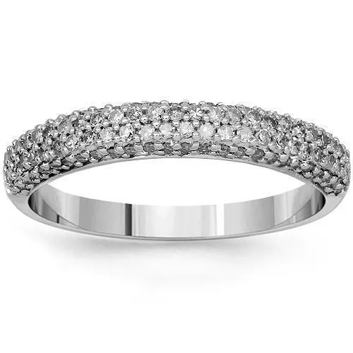14K Solid White Gold Men's Diamond Wedding Ring Band 1.12 Cwt.