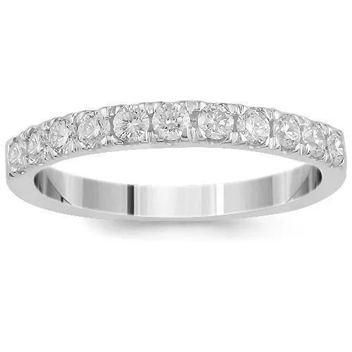 14K Solid White Gold Women's Diamond Wedding Ring Band 0.55 Cwt.