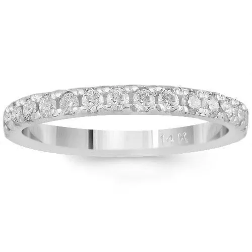 14K Solid White Gold Womens Diamond Wedding Ring Band 0.60Ctw