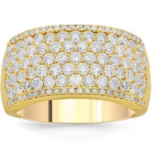 14K Solid Yellow Gold Womens Diamond Cocktail Ring 2.33 Ctw