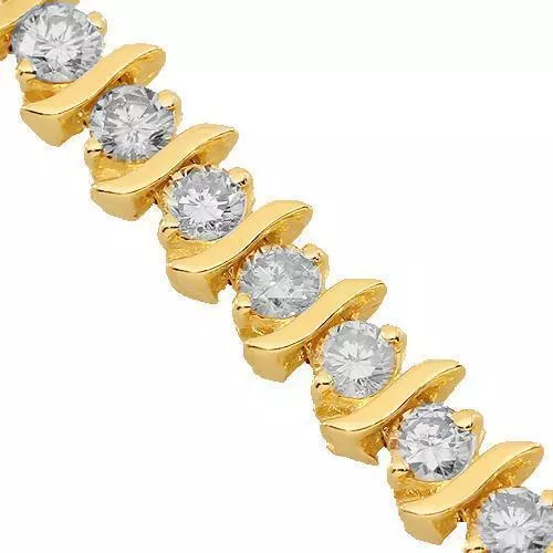 14K Solid Yellow Gold Womens Diamond Tennis Bracelet 6.50 Ctw