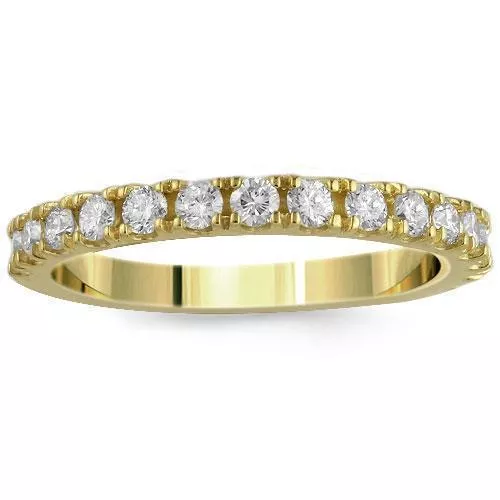 14K Solid Yellow Gold Womens Diamond Wedding Ring Band 0.75Ctw