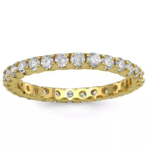 14K Solid Yellow Gold Womens Diamond Wedding Ring Band 1.10 Ctw