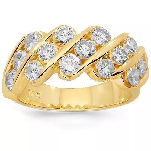 14K Solid Yellow Gold Womens Diamond Wedding Ring Band 2.15 Ctw