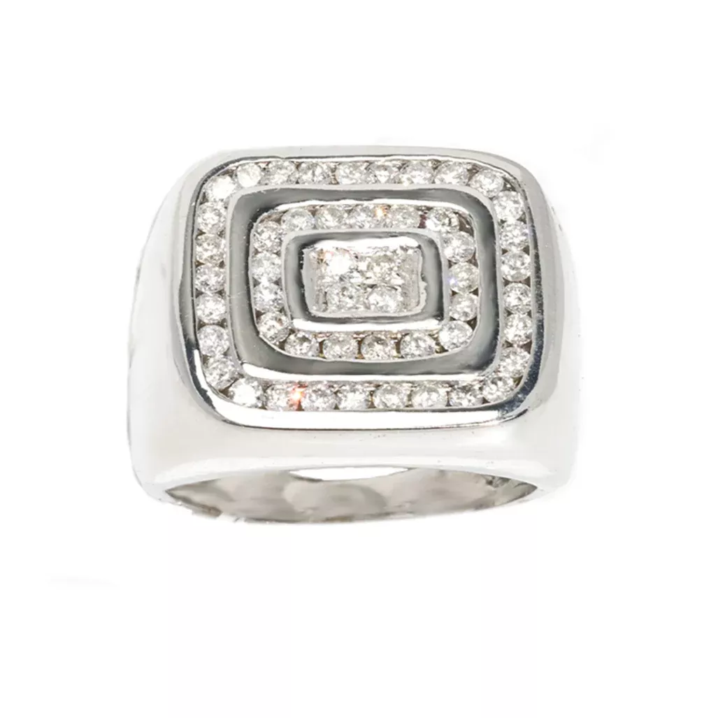 14K Square White Gold Mens Diamond Pinky Ring 1.25 Ctw