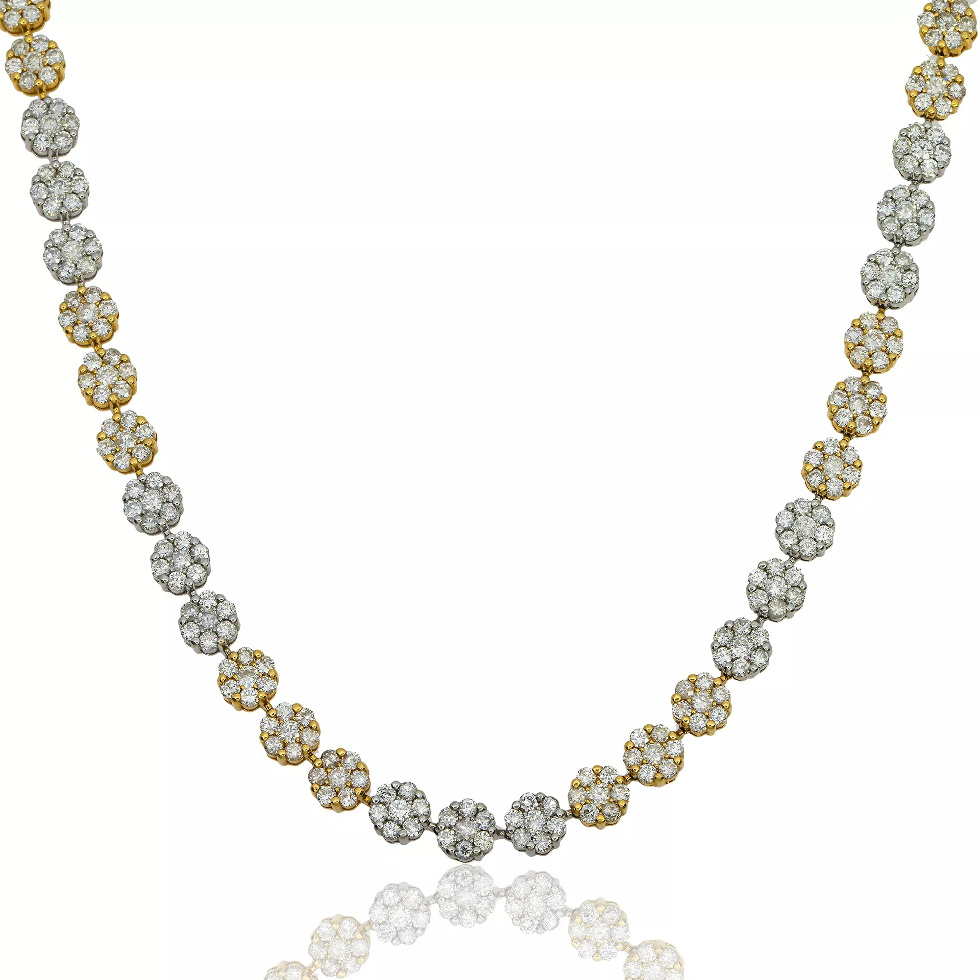 14k two tone cluster chain 6.50 ctw
