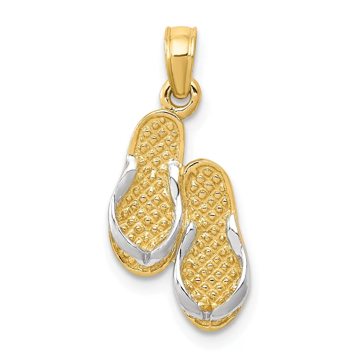 14K Two-Tone Gold Sandals Pendant with Polished Finish, Solid, 22mm