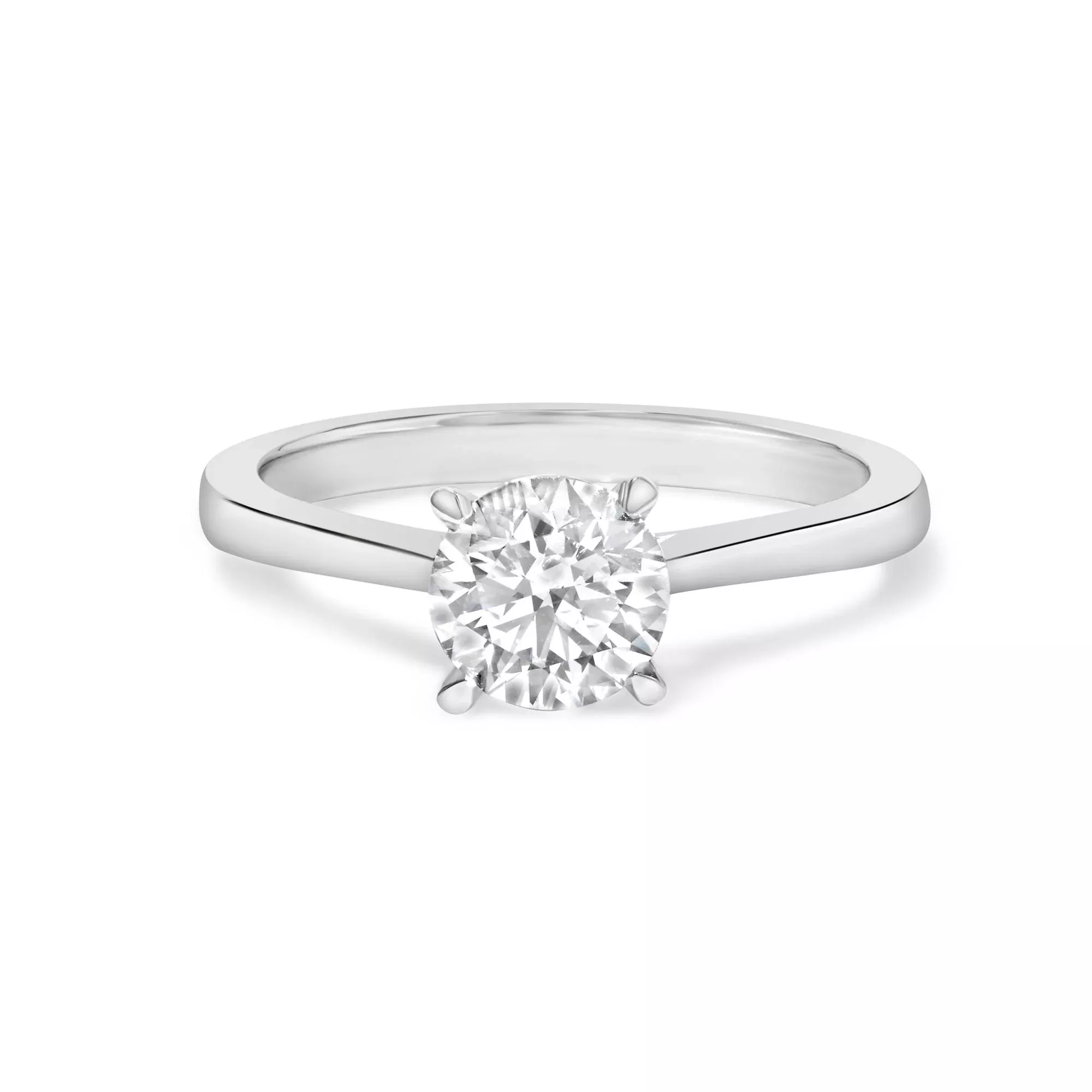 14K White Gold 1.0 Cttw Round Lab Grown Diamond Eagle Claw 4-Prong Set Solitaire Engagement Ring (F-G Color, VS2-SI1 Clarity)