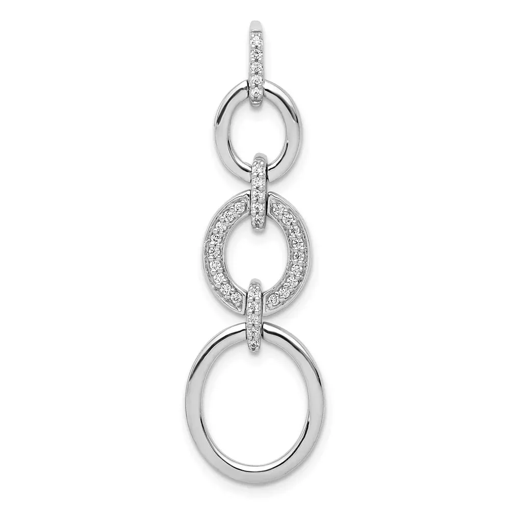 14k White Gold 1 /6ct. Real Diamond Fancy Oval Dangle Pendant