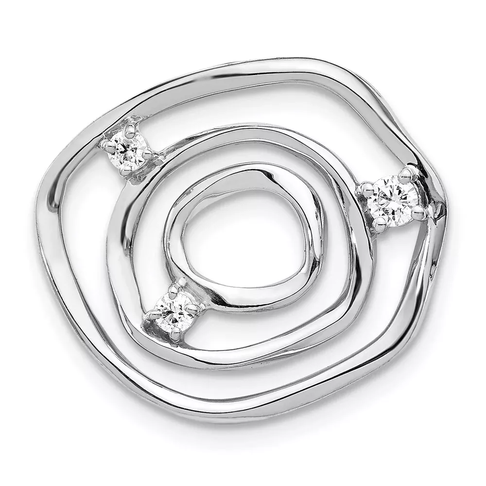 14k White Gold 1 /6ct. Real Diamond Fancy Uneven Circles Pendant