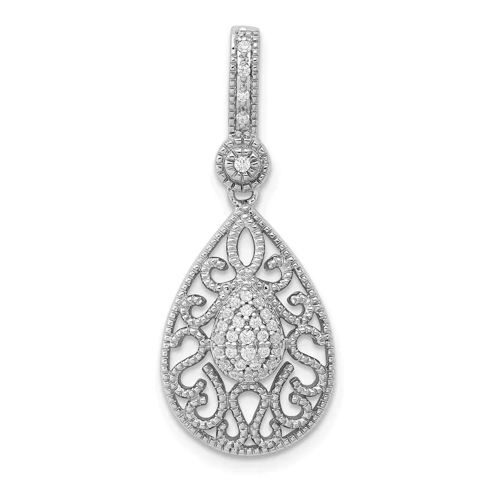 14k White Gold 1 /6ct. Real Diamond Pendant