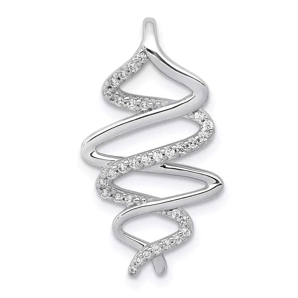 14k White Gold 1 /6ct. Real Diamond Polished Fancy Twisted Chain Slide