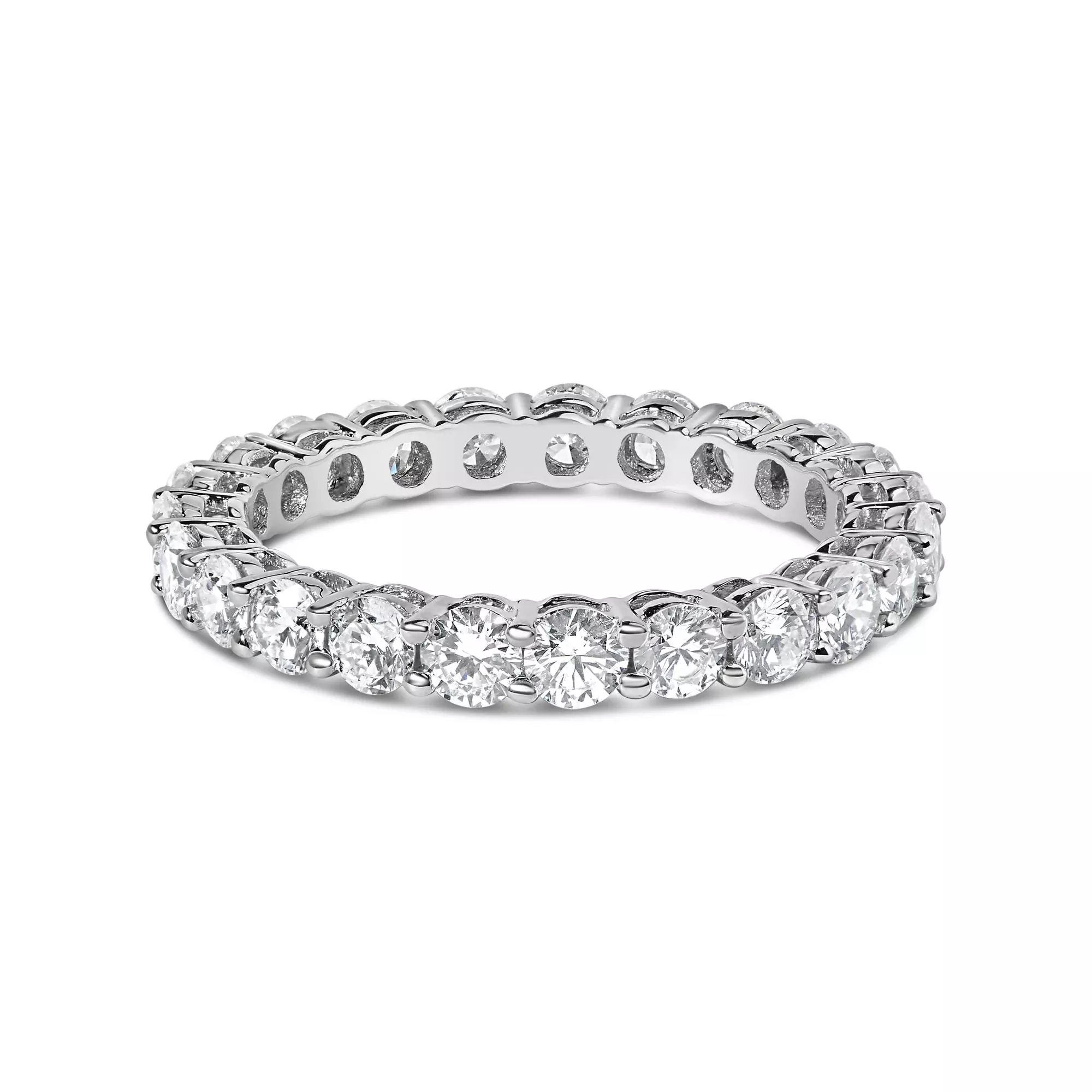14K White Gold 2 1/4 Cttw Round Lab Grown Diamond Eternity Band Ring (F-G Color, VS1-VS2 Clarity)