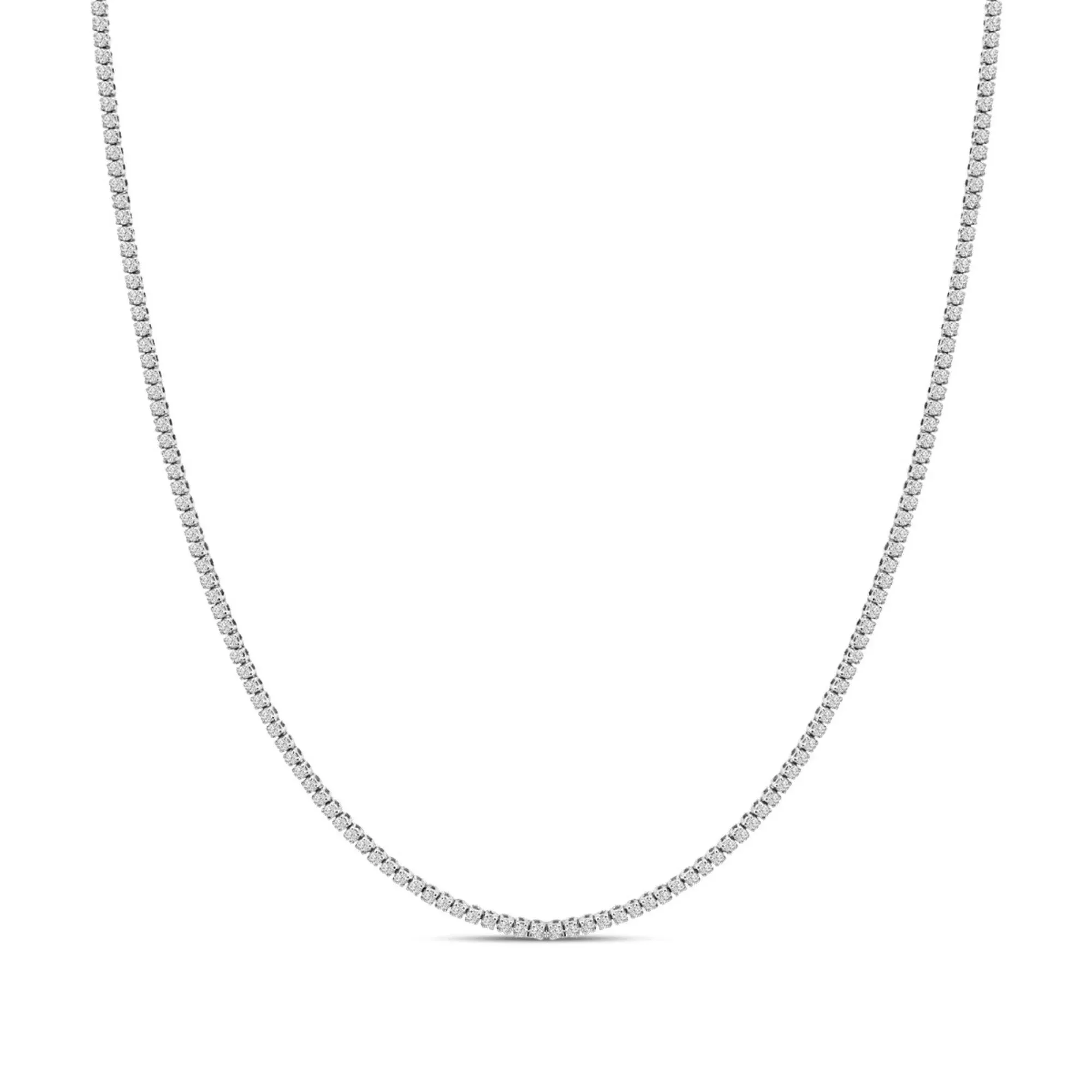 14K White Gold 3.0 Cttw Diamond Tennis Necklace