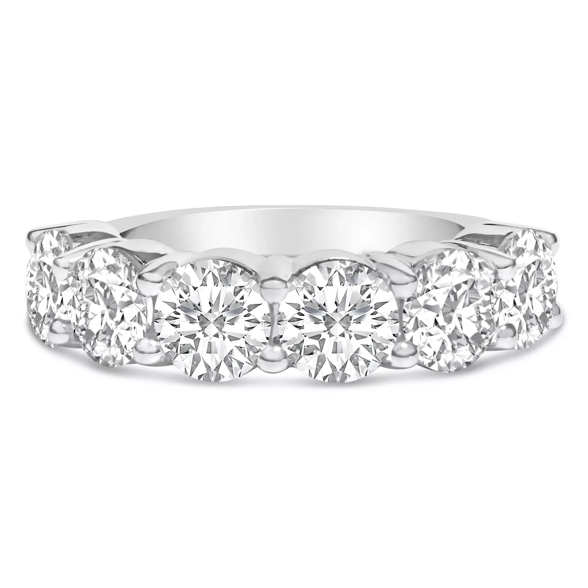 14K White Gold 3.0 Cttw Lab-Grown Diamond Shared Prong Set 6 Stone Band Ring