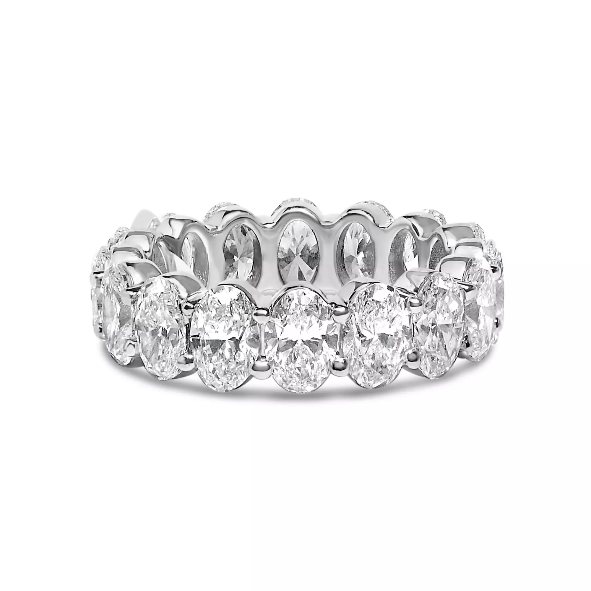 14K White Gold 6 1/2 Cttw Oval Lab Grown Diamond Eternity Band Ring (E-F Color, VS1-VS2 Clarity) - Ring Size 6.75
