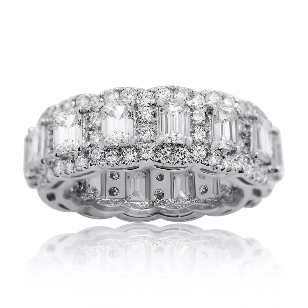 14k White Gold Baguette Ring 4.25 Ctw