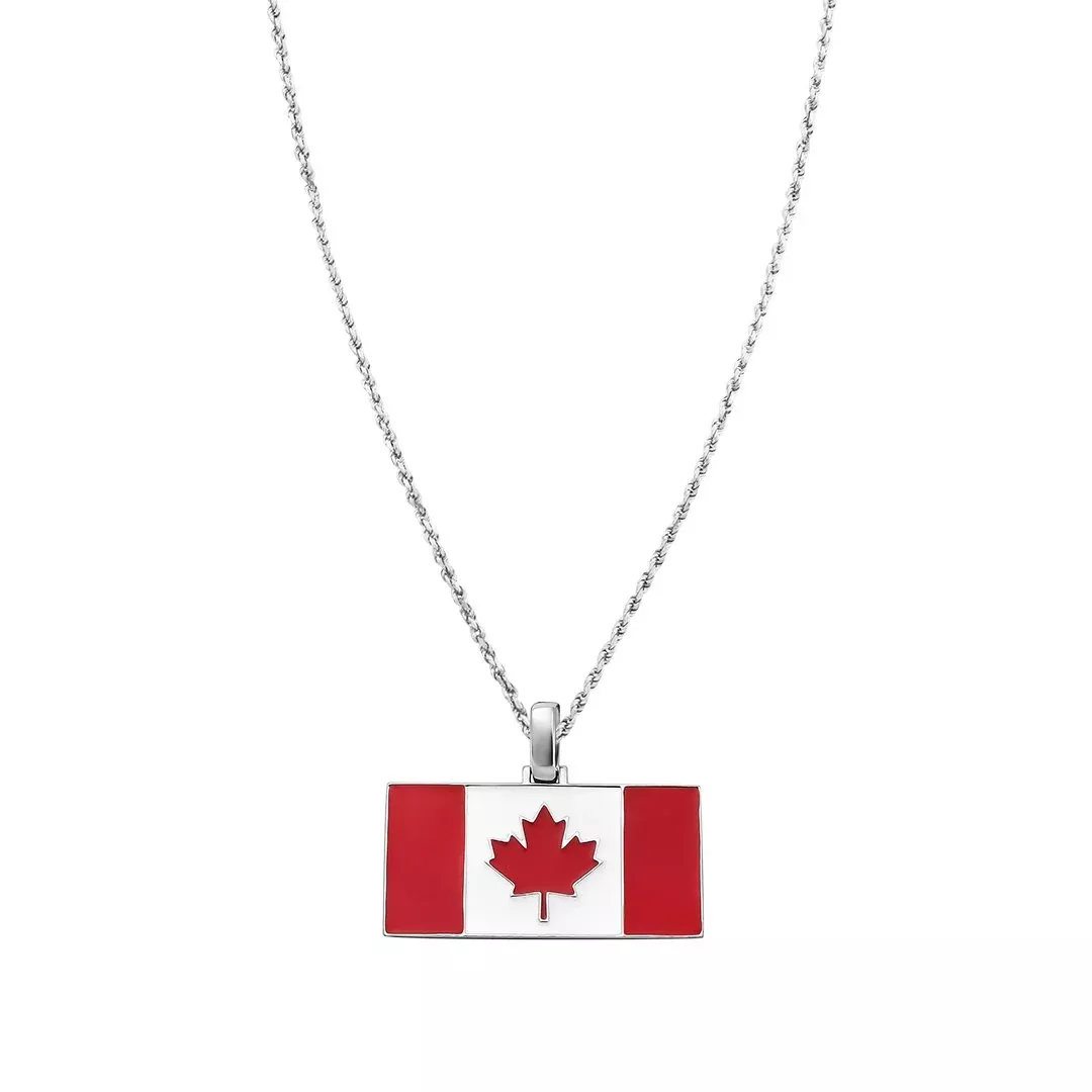 14k White Gold Canadian Flag in