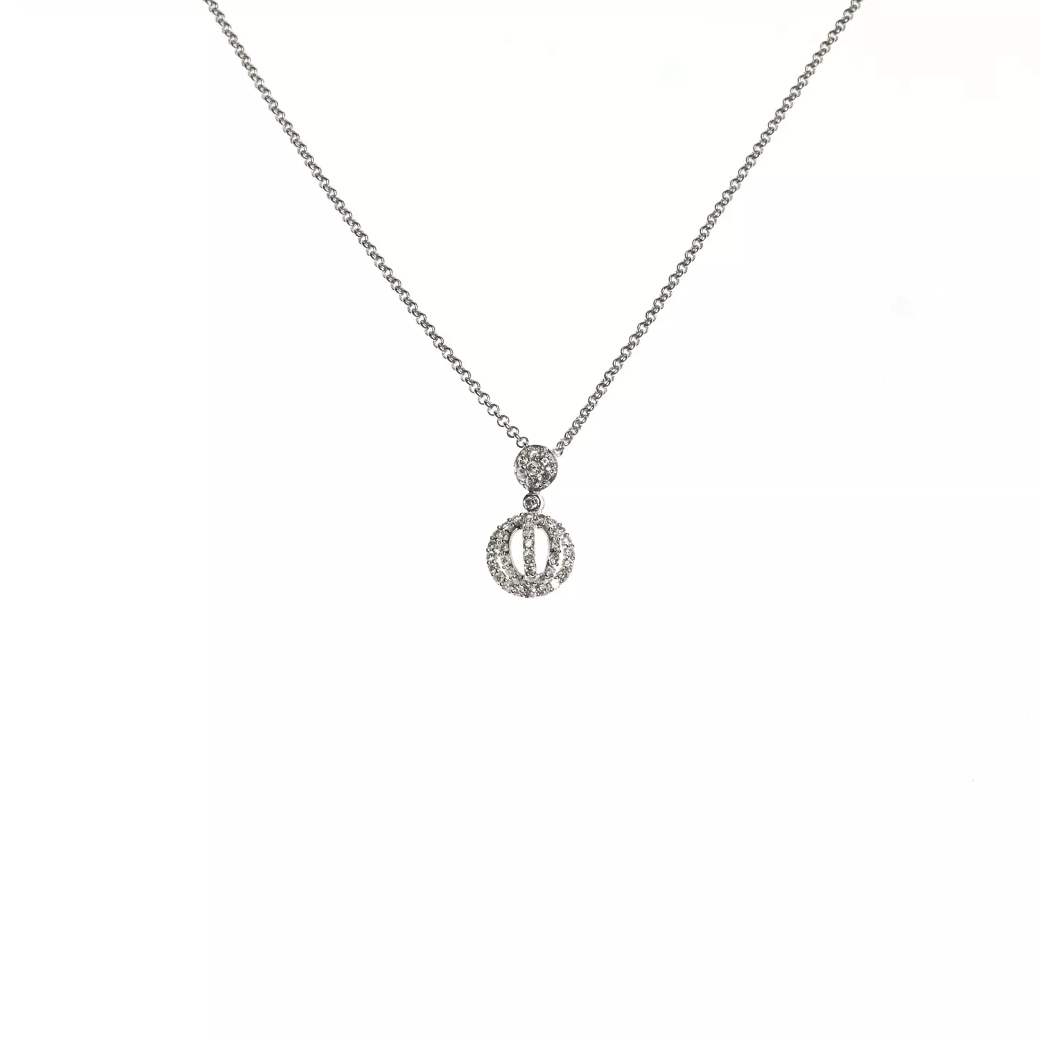 14k White Gold Circle Pendant .47 Ctw
