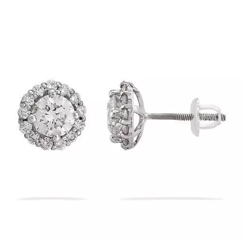 14k White Gold Diamond Earring 1.78 Ctw