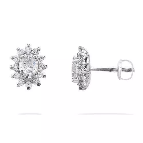 14K White Gold Diamond Earrings 1.63 Ctw