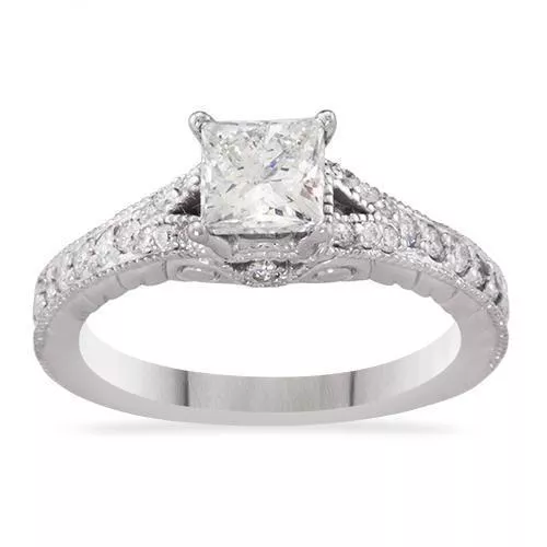 14k White Gold Diamond Engagement Ring 1.25 Ctw