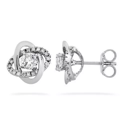 14k White Gold Diamond Jacket Stud Earring 1.57 Ctw