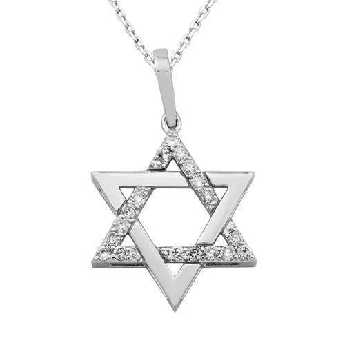 14k White Gold Diamond Star of David Pendant 0.75 Ctw