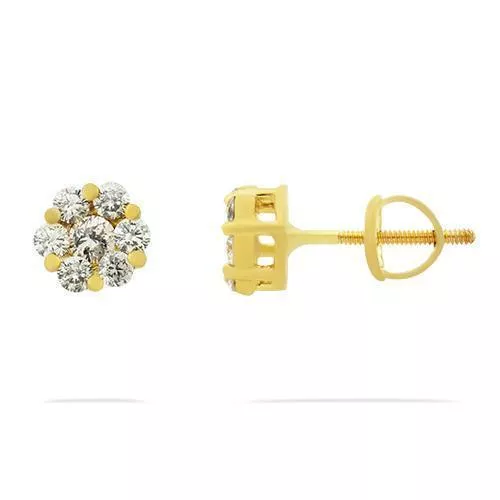 14k White Gold Lab Diamond Cluster Stud Earrings 0.96 Cwt.