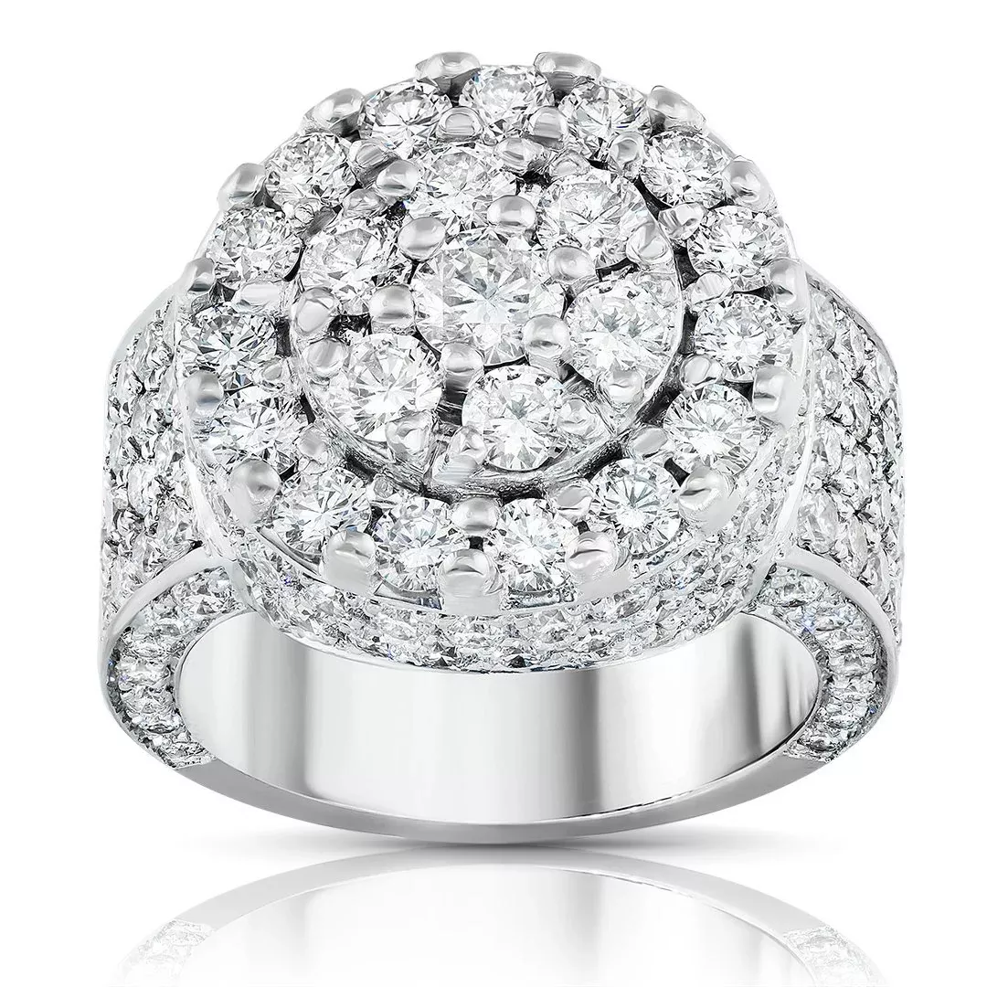 14K White Gold Mens Diamond Ring5.50 Ctw