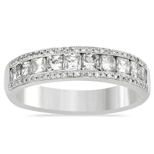 14k White Gold Princess Cut Channel Set Wedding Ring Band 2.25 Ctw