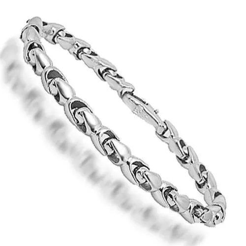 14K White Solid Gold Mens Fancy Bracelet 7 mm