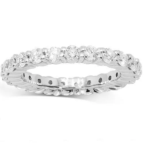 14K White Solid Gold Womens Diamond Eternity Ring Band 1.70 Ctw