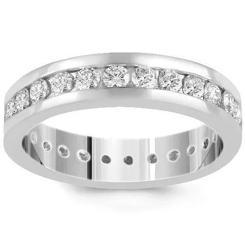 14K White Solid Gold Womens Diamond Eternity Ring Band 2.56 Ctw
