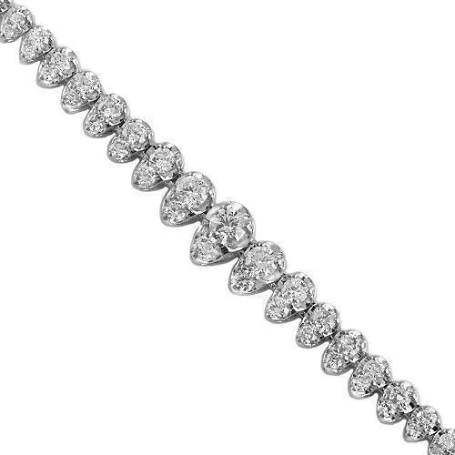 14K White Solid Gold Womens Diamond Necklace4.00 Ctw