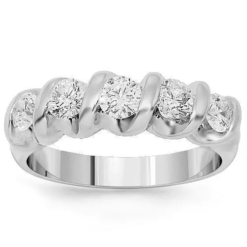 14K White Solid Gold Womens Diamond Wedding Band 1.25 Ctw