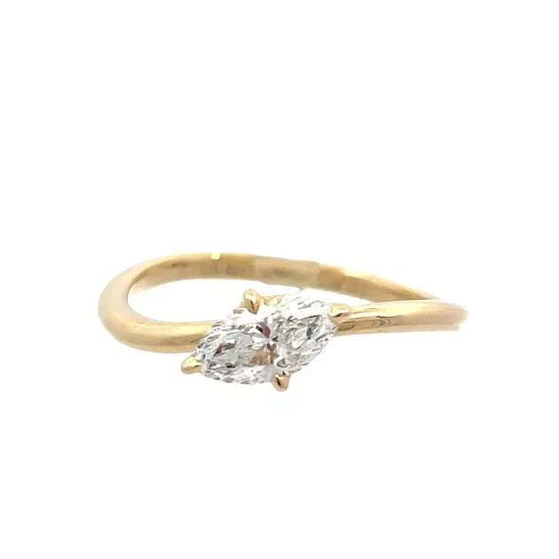 14K Yellow Gold 0.52 Carat Weight Marquise Diamond Ring