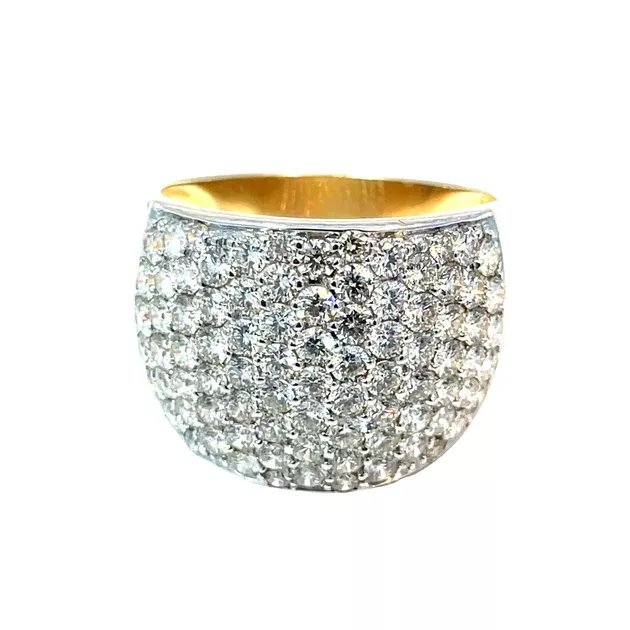 14k Yellow Gold 3.39 Carat Diamond Cluster Band Ring