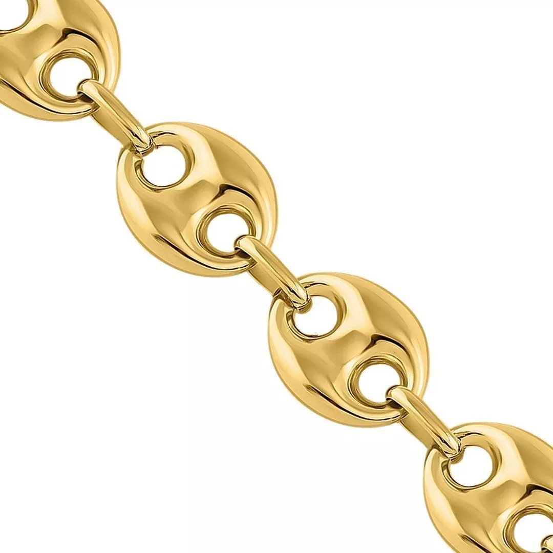 14k Yellow Gold Anchor Puff Link Chain 12.25 mm