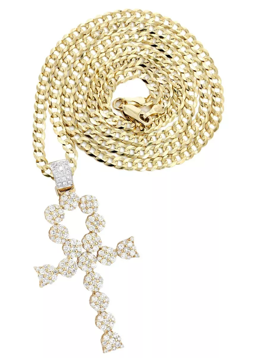 14K Yellow Gold Ankh Diamond Necklace| 2.13 Carats