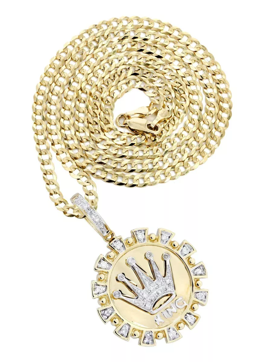 14K Yellow Gold Crown Diamond Necklace| 0.28 Carats