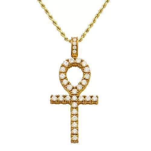 14k Yellow Gold Diamond Ankh Pendant 2.75 Ctw