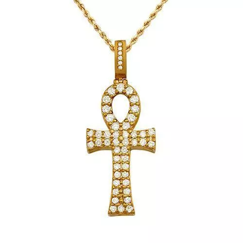 14k Yellow Gold Diamond "Avianne Ankh" Pendant 2 Ctw
