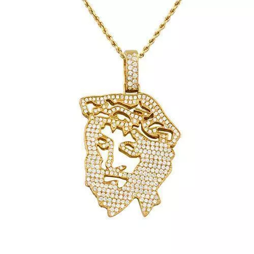 14k Yellow Gold Diamond Jesus Head Pendants 5.50 Ctw