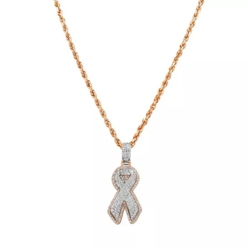 14k Yellow Gold Diamond Ribbon Pendant 2 Cwt.
