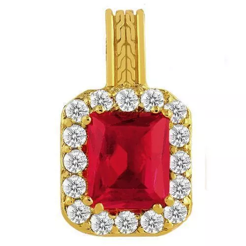 14K Yellow Gold Diamond Ruby Pendant 2.00 Ctw