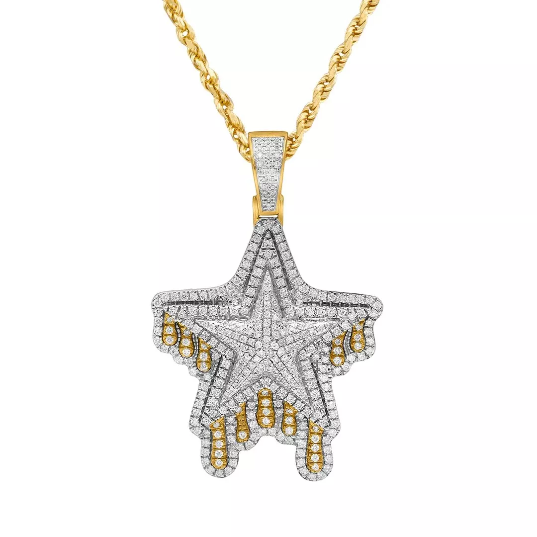 14k Yellow Gold Diamond Shooting Star Pendant 1.24 Ctw