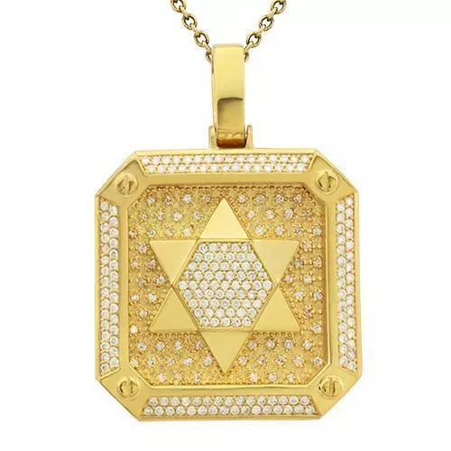 14k Yellow Gold Diamond Star of David Pendant 3 Ctw
