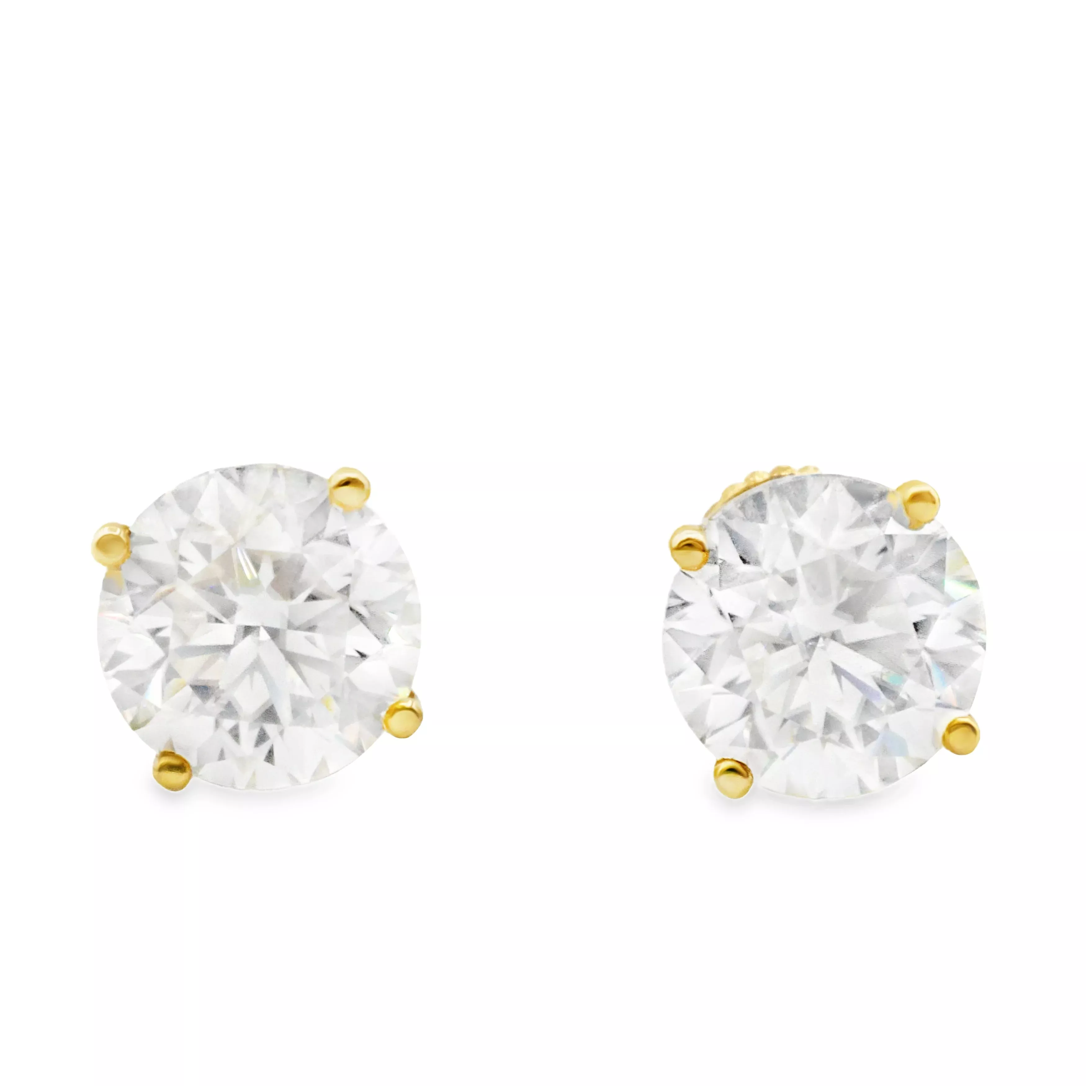 14k Yellow Gold Diamond Stud Earrings 2.05 cwt. Lab Made Diamonds