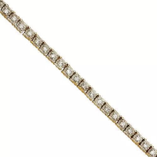 14k Yellow Gold Diamond Tennis Chain 4 mm 5.04 Ctw